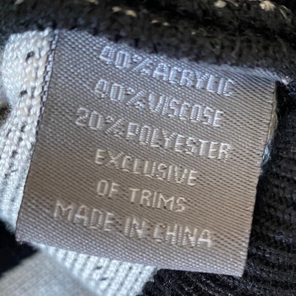 Y2K Silversilk Geometric Zip Up Cardigan Sweater Men 4XL Black White Faux Fur - Picture 6 of 8